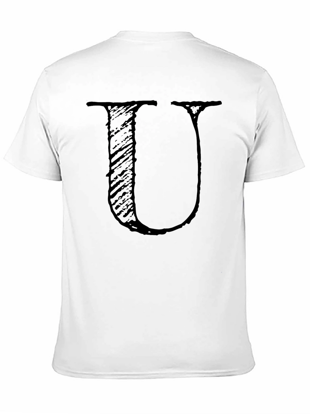 Black T-Shirt with Distressed Letter U Design