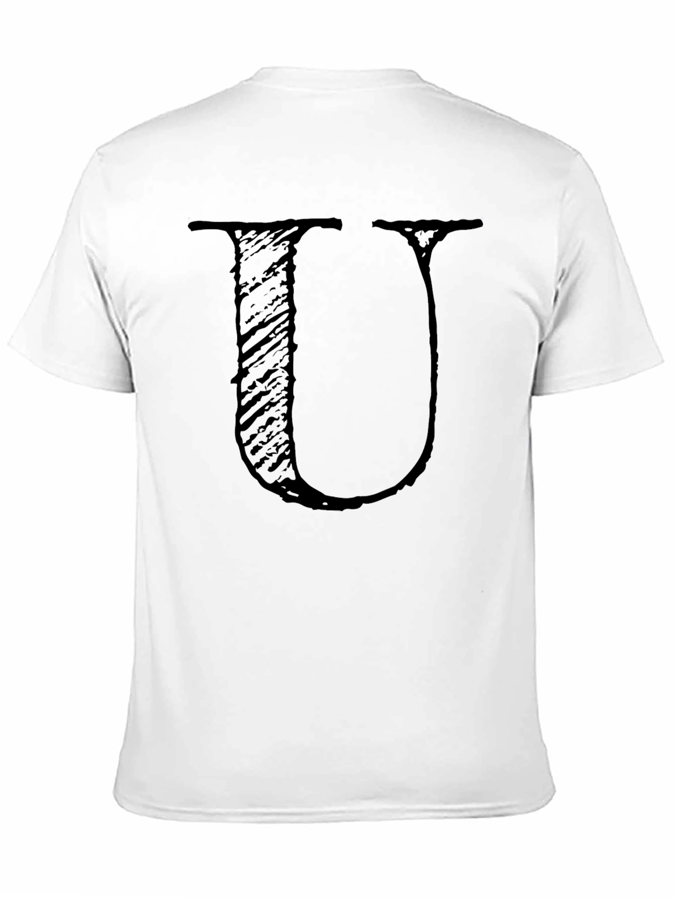 Black T-Shirt with Distressed Letter U Design