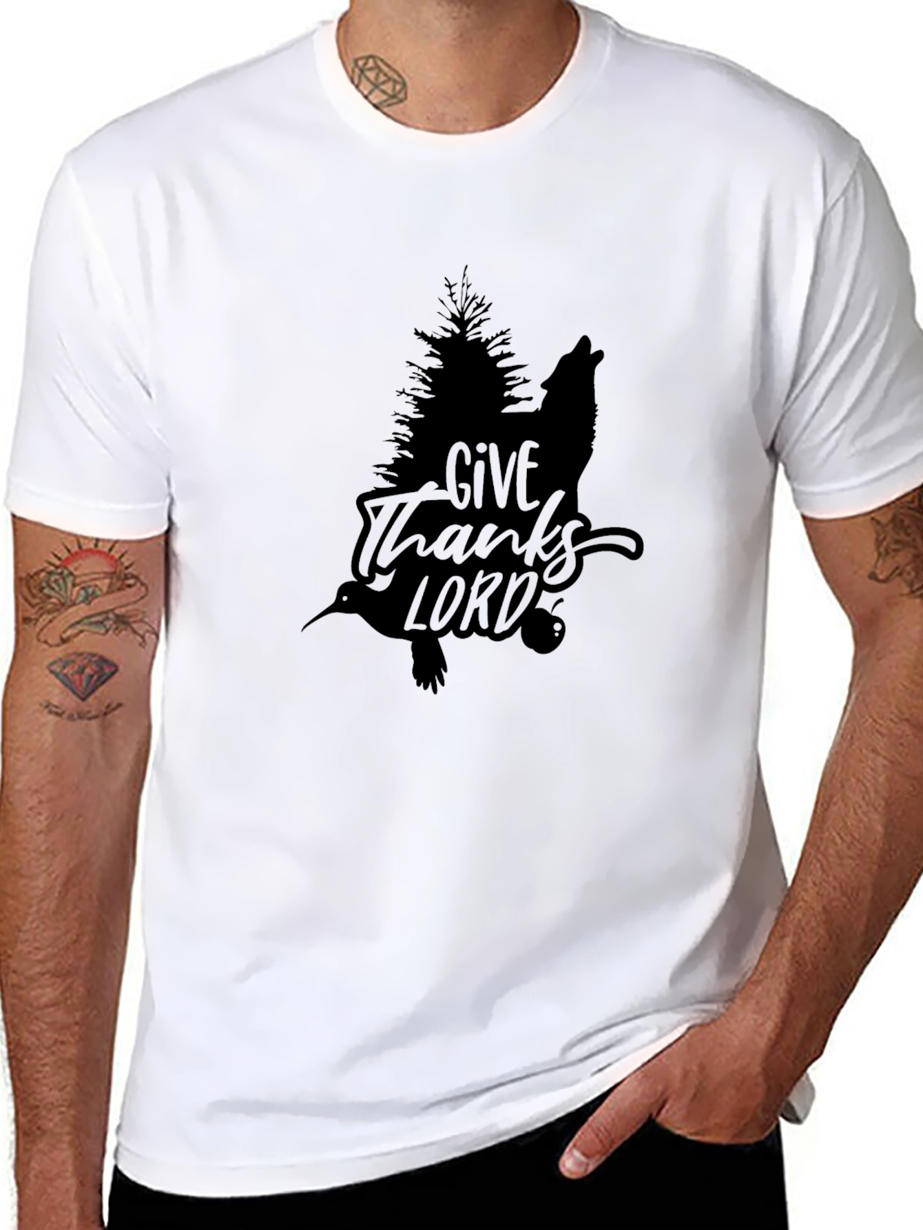 Give Thanks Lord Graphic Tee - Black