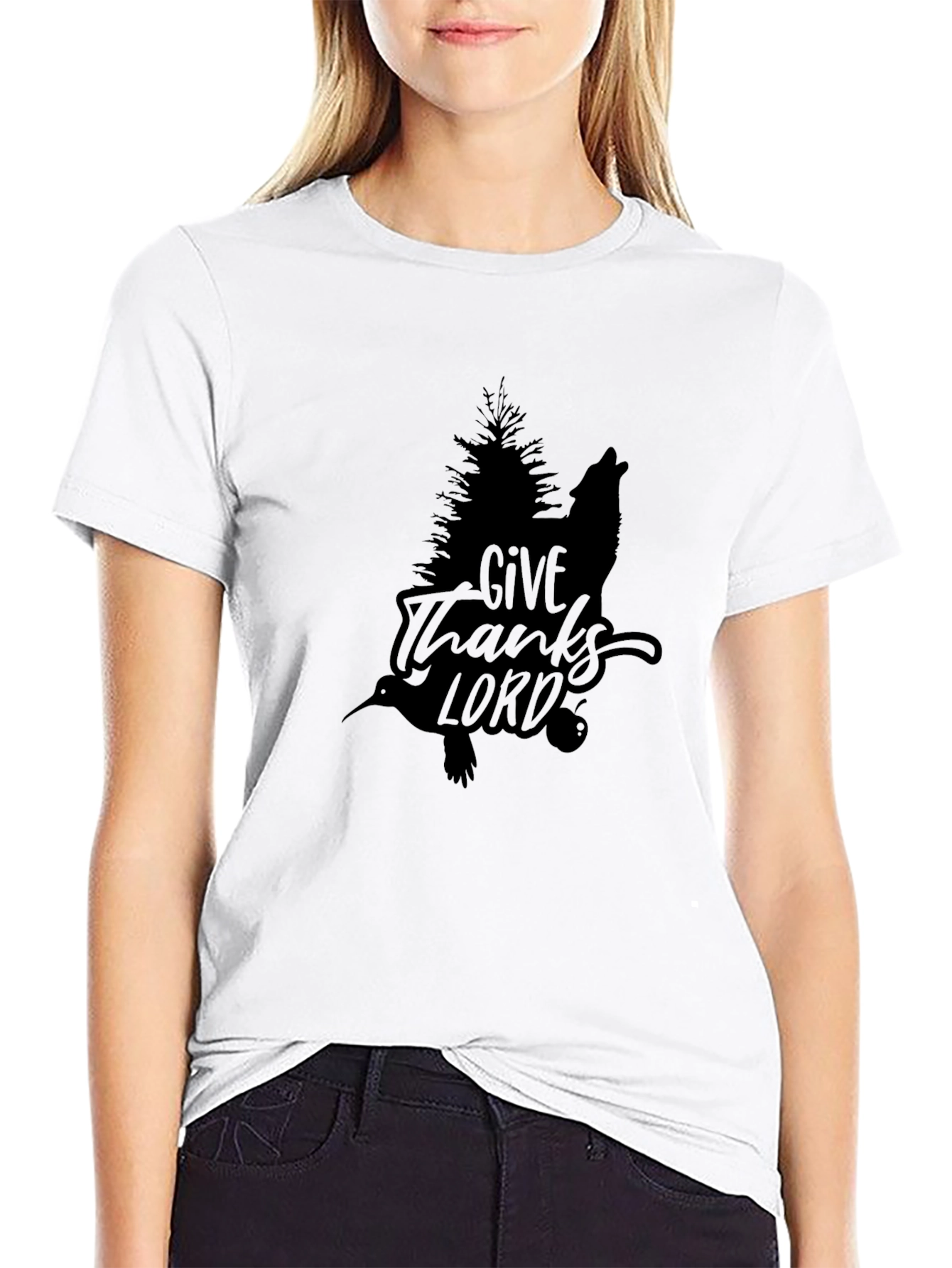 Give Thanks Lord Graphic Tee - Black