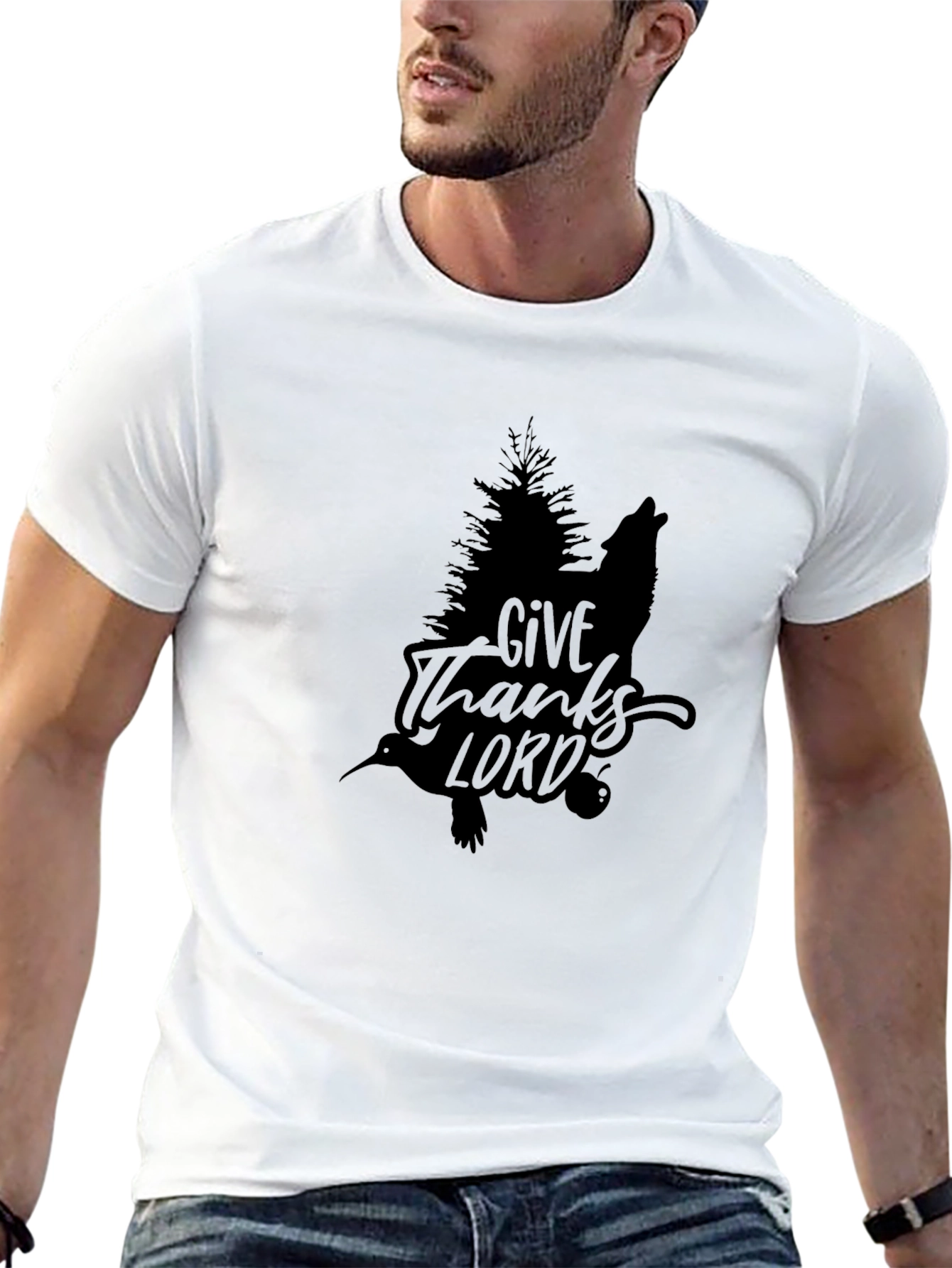 Give Thanks Lord Graphic Tee - Black