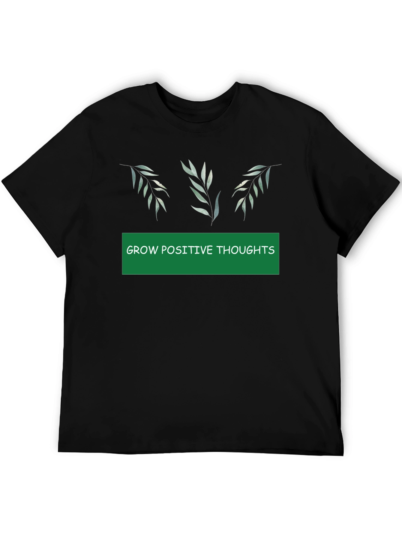 Grow Positive Thoughts Black Graphic Tee