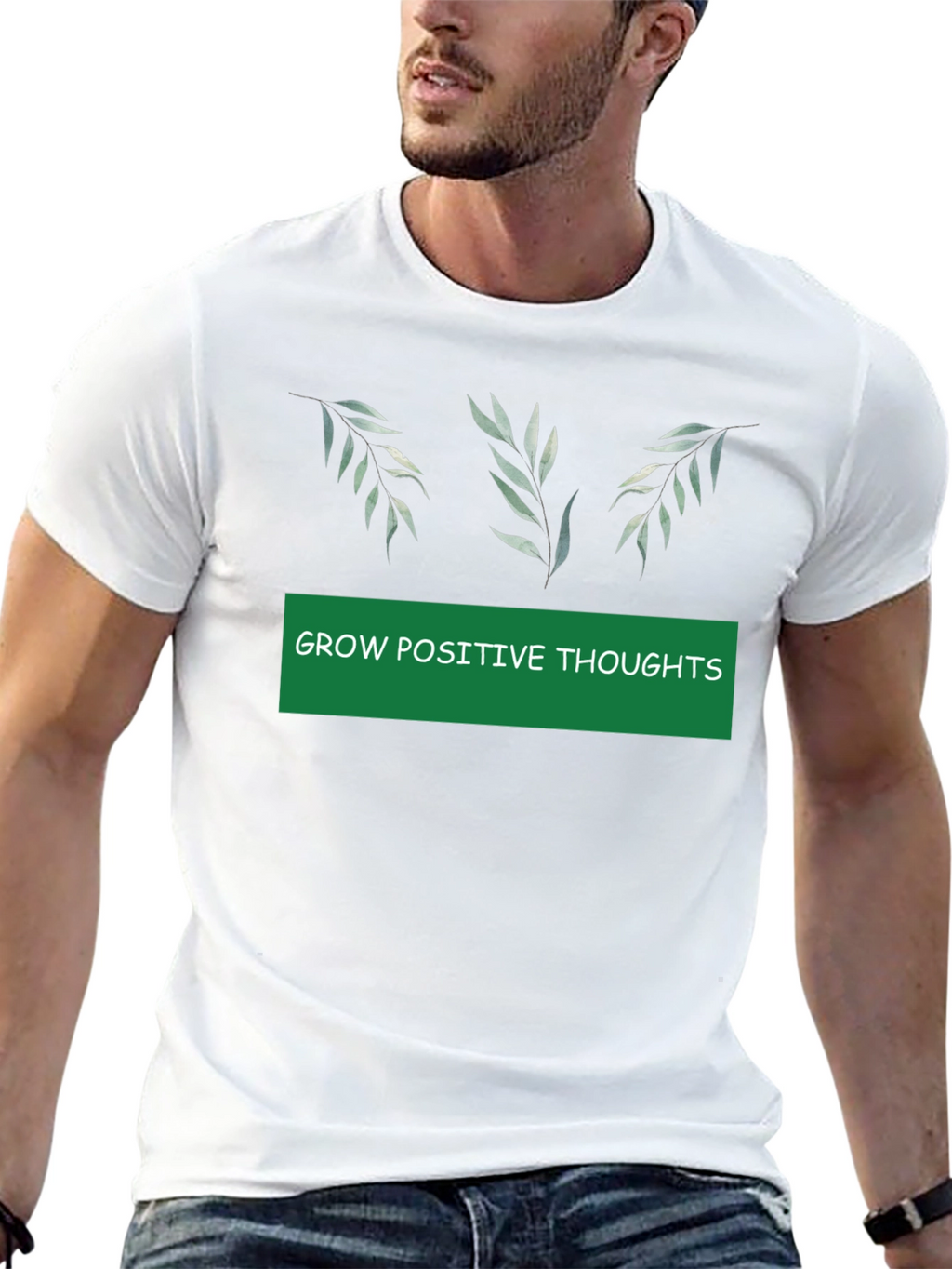 Grow Positive Thoughts Black Graphic Tee