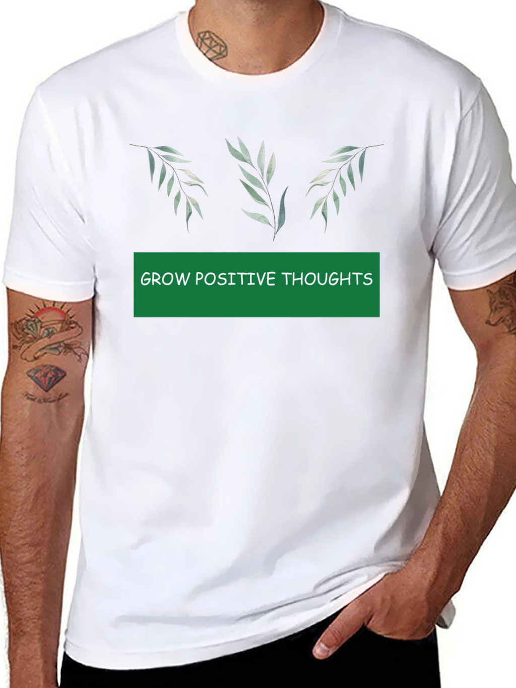 Grow Positive Thoughts Black Graphic Tee