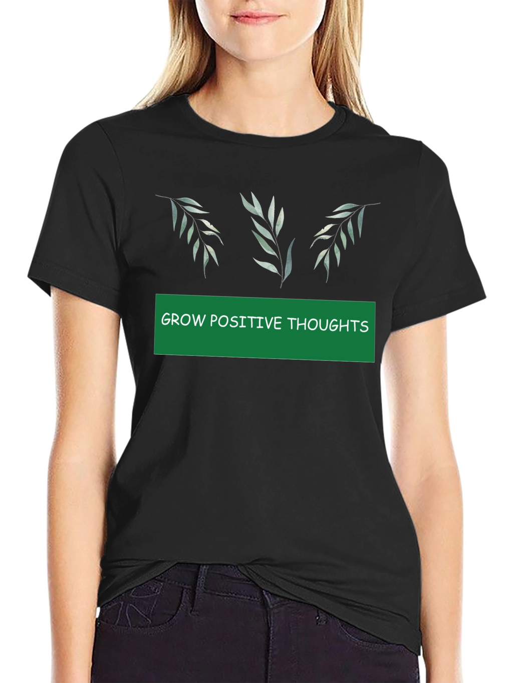 Grow Positive Thoughts Black Graphic Tee