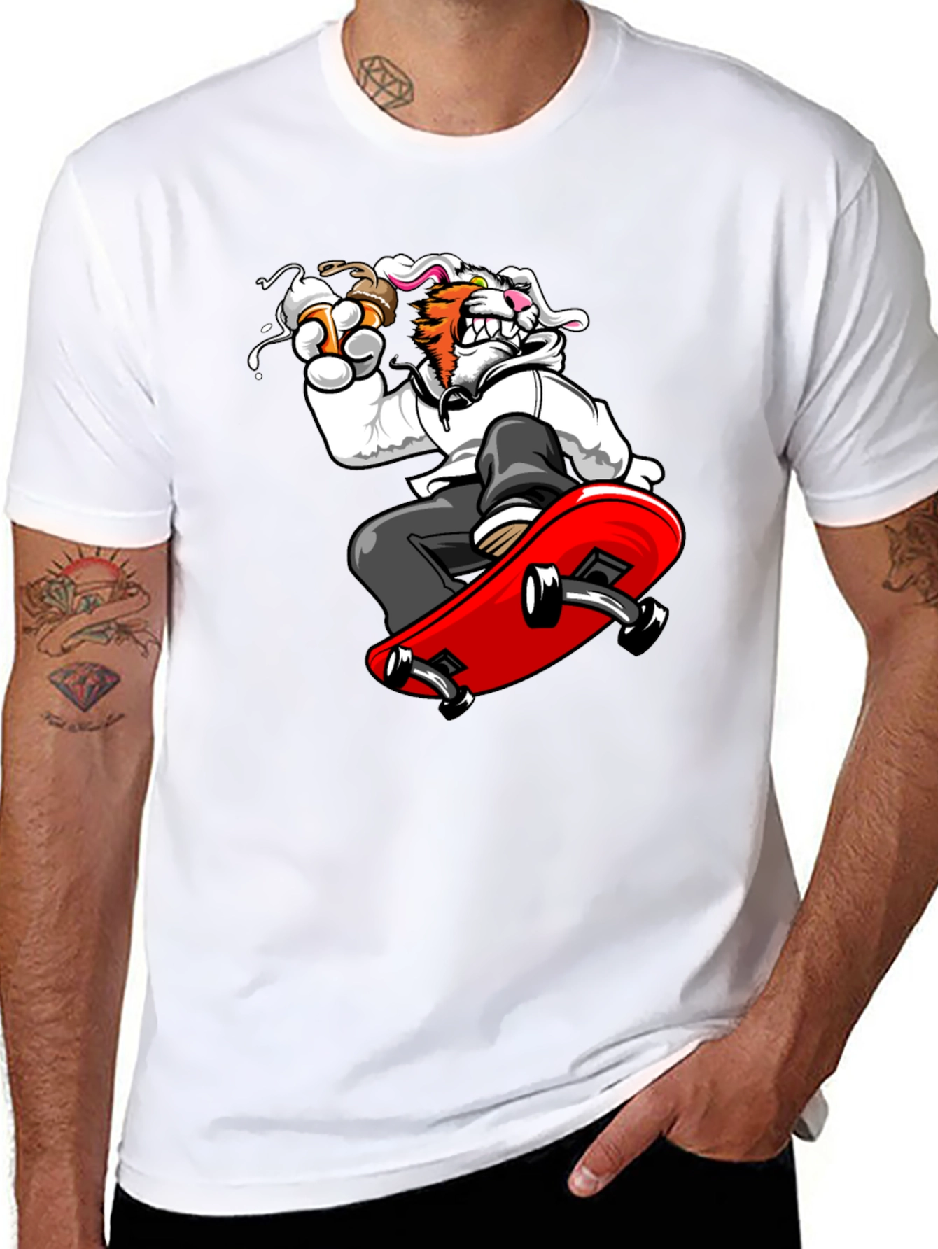 Skateboarding Tiger Graphic Tee