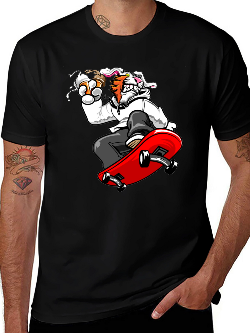 Skateboarding Tiger Graphic Tee