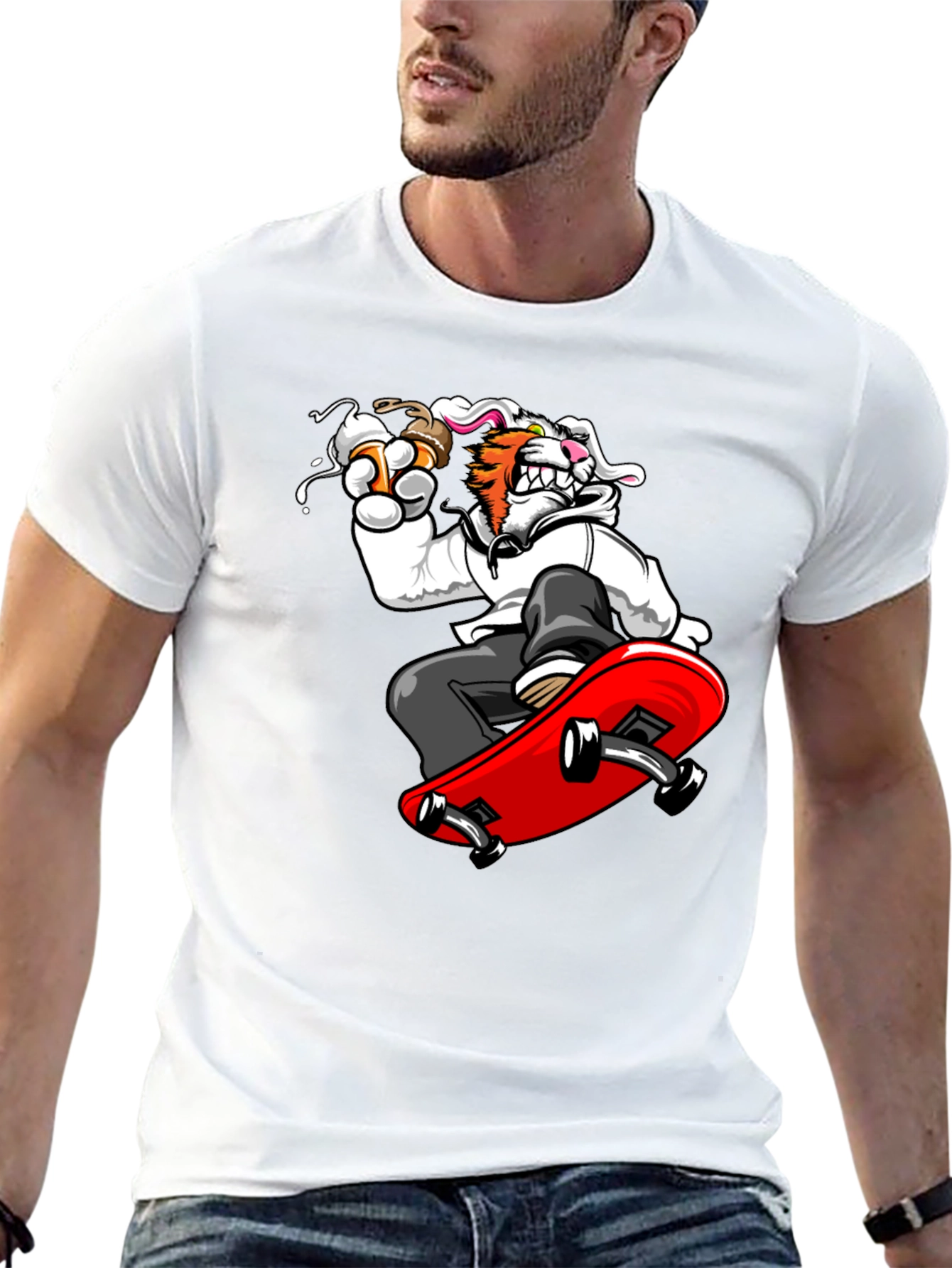 Skateboarding Tiger Graphic Tee