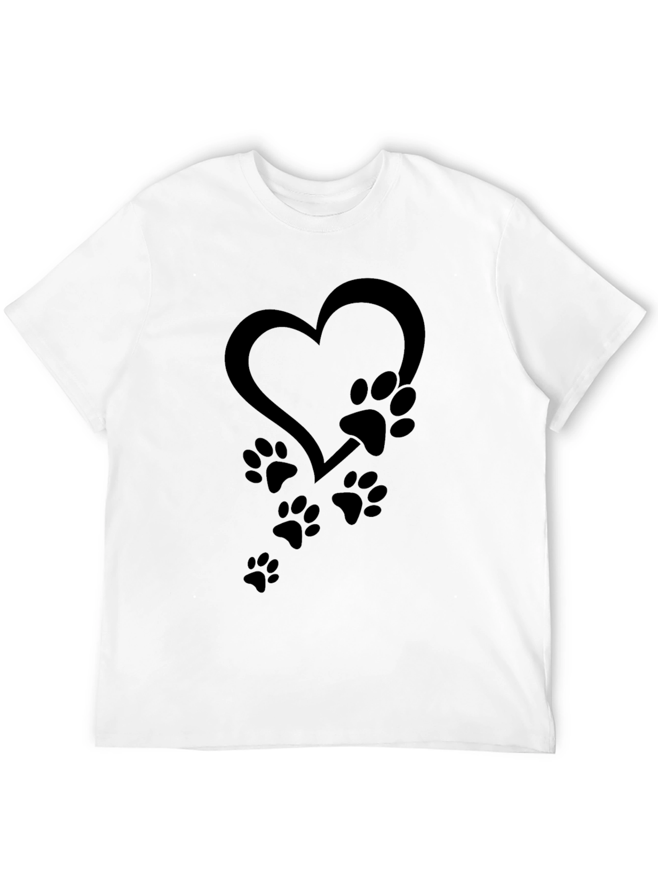 Heart Paw Print Graphic Tee - Unisex Black T-Shirt