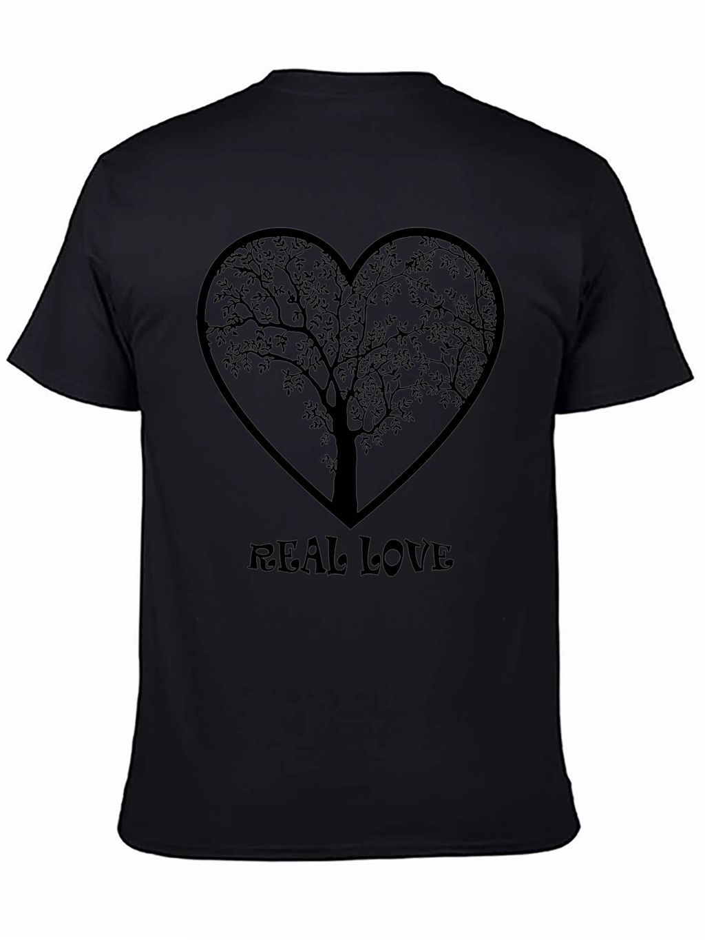 Real Love Heart Tree Graphic Tee - Black