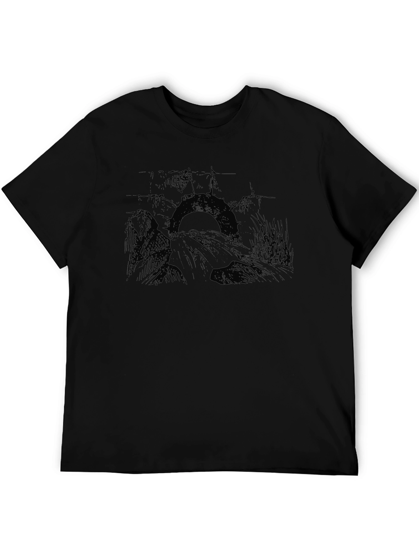 Mens Black Graphic T-Shirt - Tire Swing Design