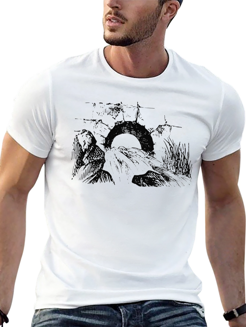 Mens Black Graphic T-Shirt - Tire Swing Design