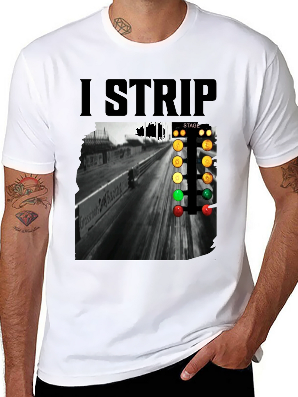 I Strip T-Shirt Drag Racing Black