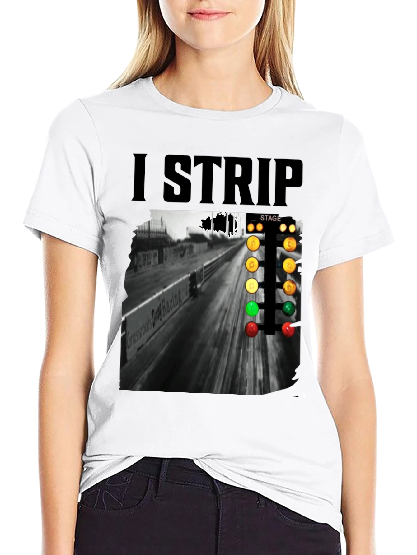 I Strip T-Shirt Drag Racing Black
