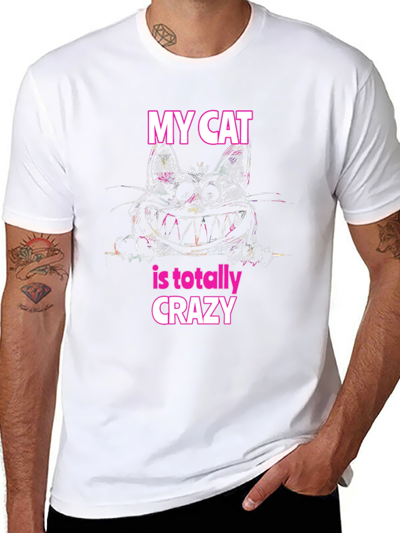 Crazy Cat Graphic T-Shirt - Soft Cotton Tee