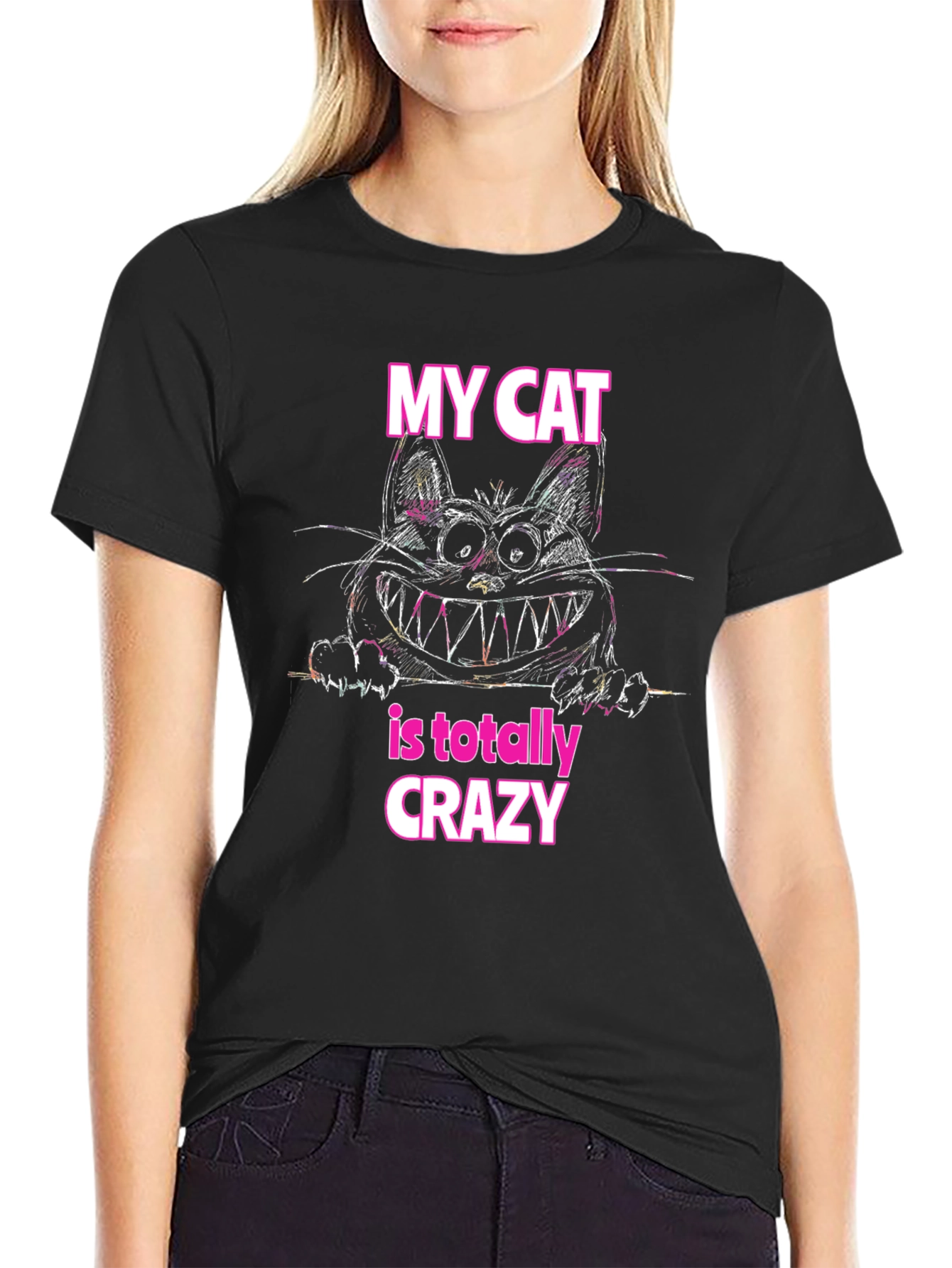 Crazy Cat Graphic T-Shirt - Soft Cotton Tee