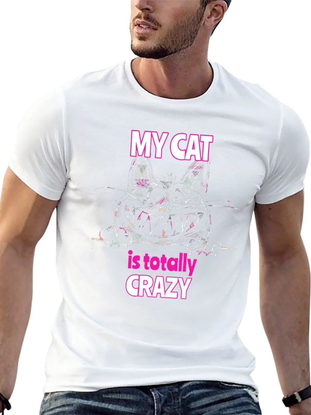 Crazy Cat Graphic T-Shirt - Soft Cotton Tee