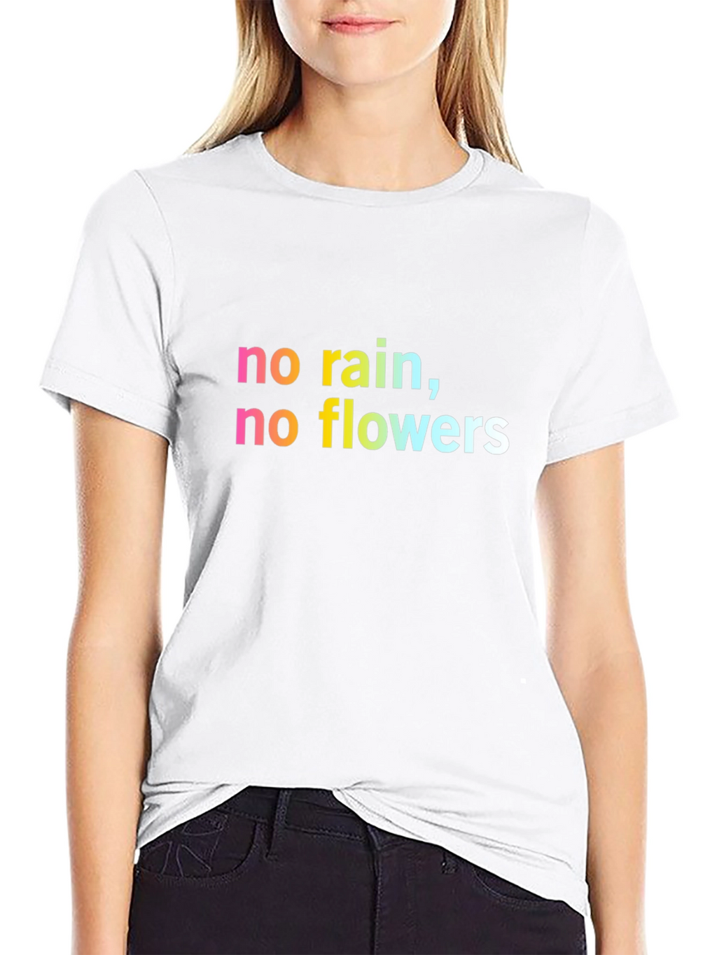 Inspirational No Rain No Flowers Black T-Shirt