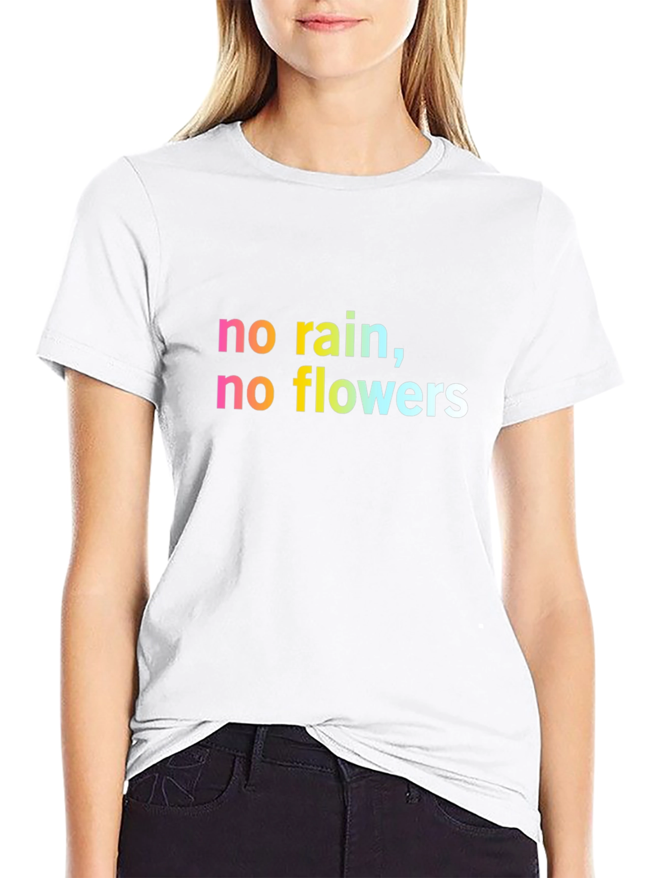 Inspirational No Rain No Flowers Black T-Shirt