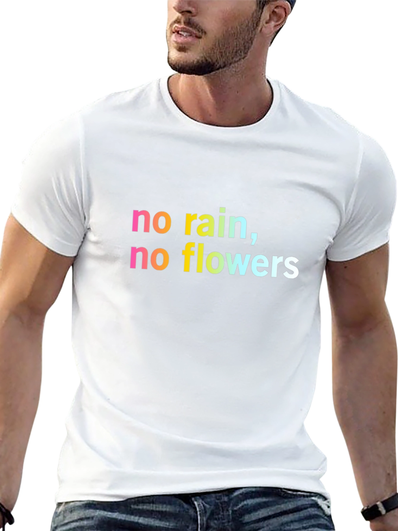 Inspirational No Rain No Flowers Black T-Shirt