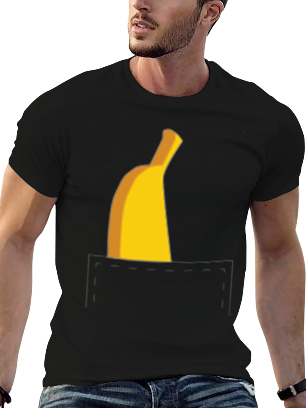 Banana Pocket Graphic Tee - Funny Casual T-Shirt