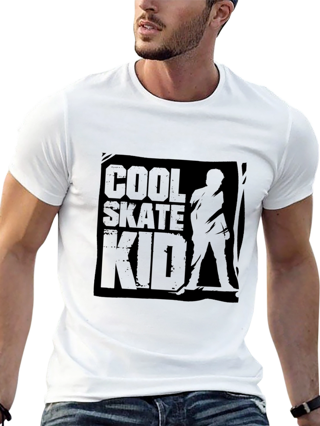 Cool Skate Kid Black Graphic Tee
