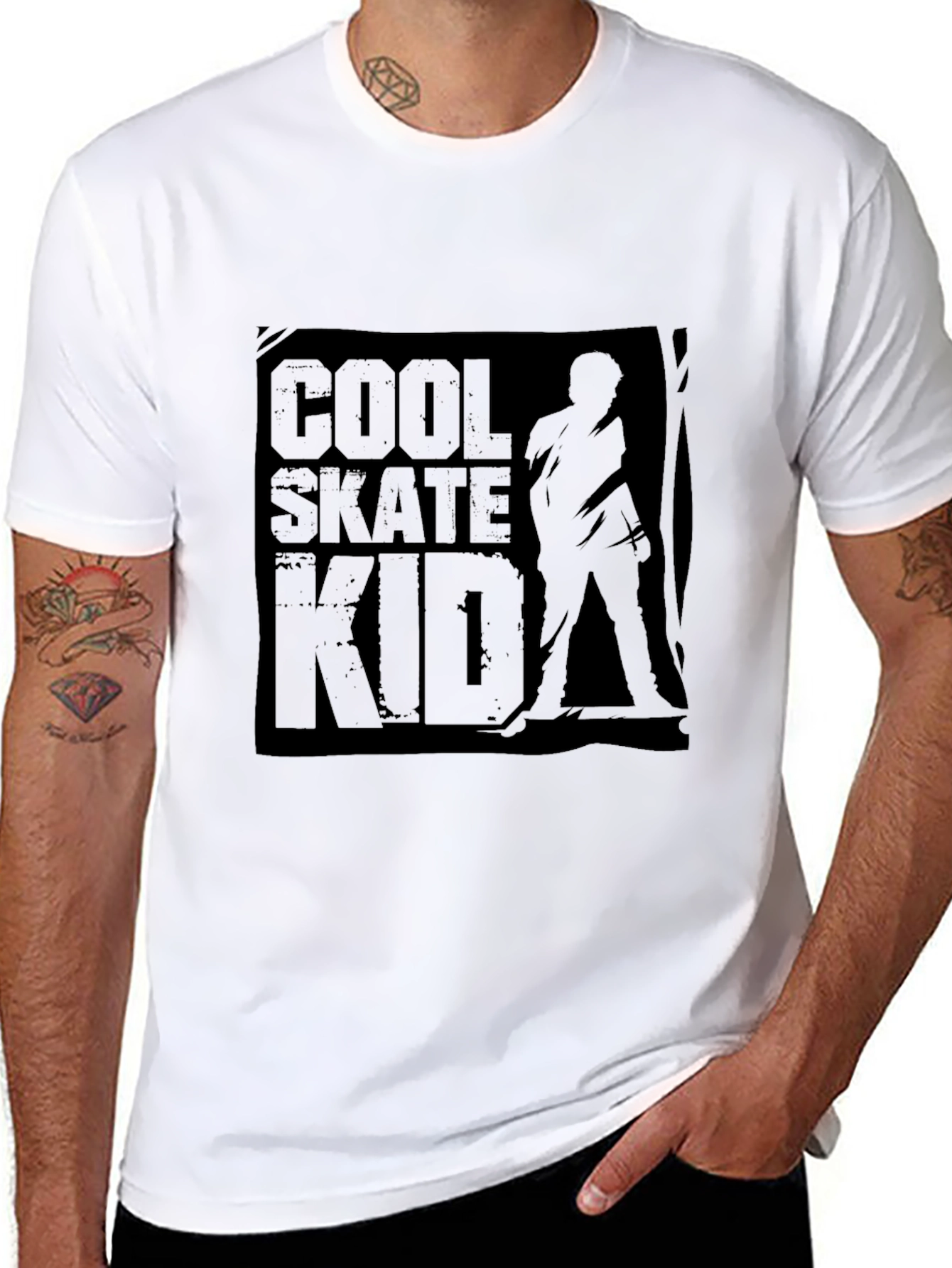 Cool Skate Kid Black Graphic Tee