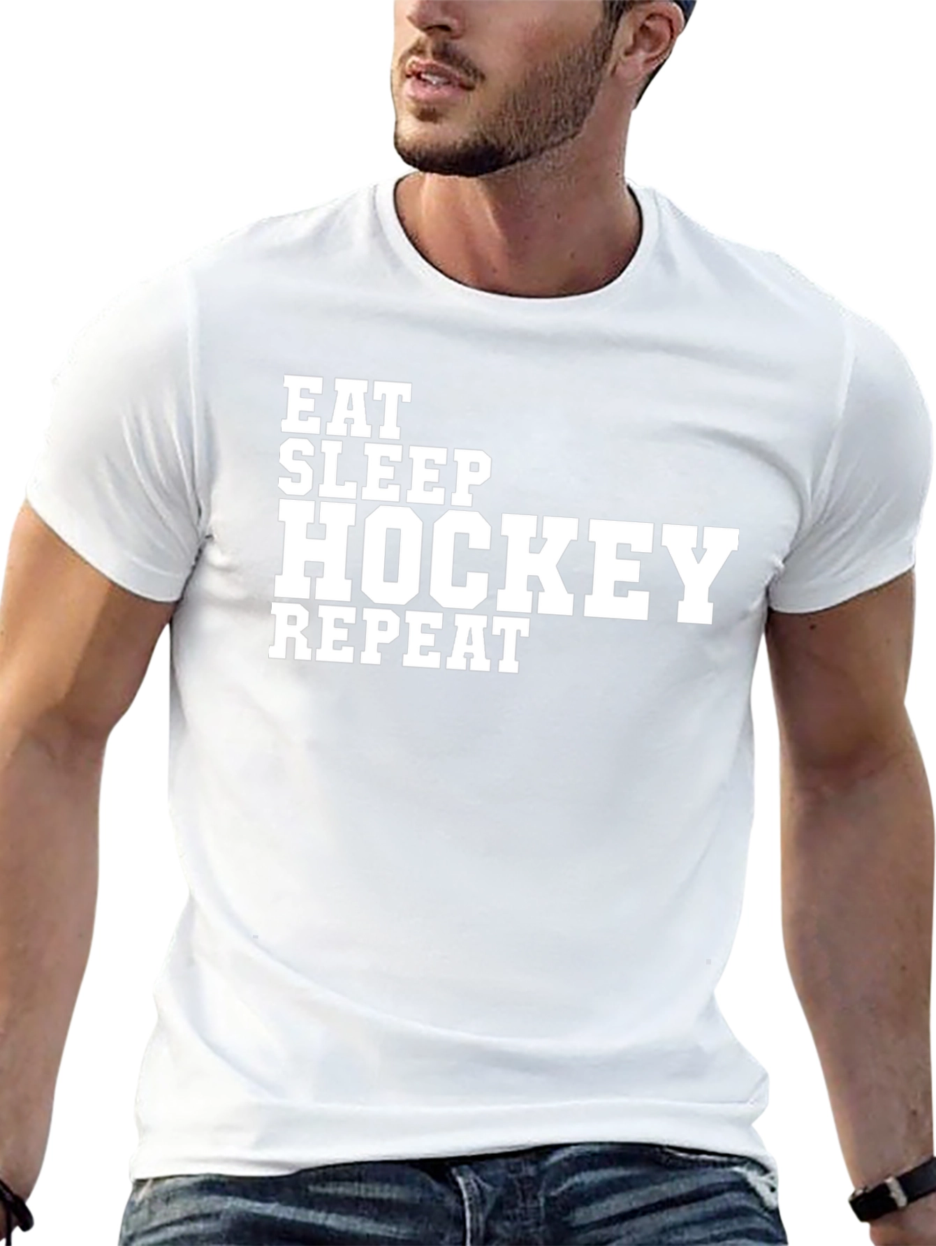 Eat Sleep Hockey Repeat Black T-Shirt