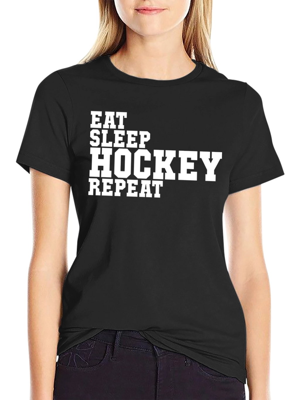 Eat Sleep Hockey Repeat Black T-Shirt