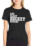 Eat Sleep Hockey Repeat Black T-Shirt