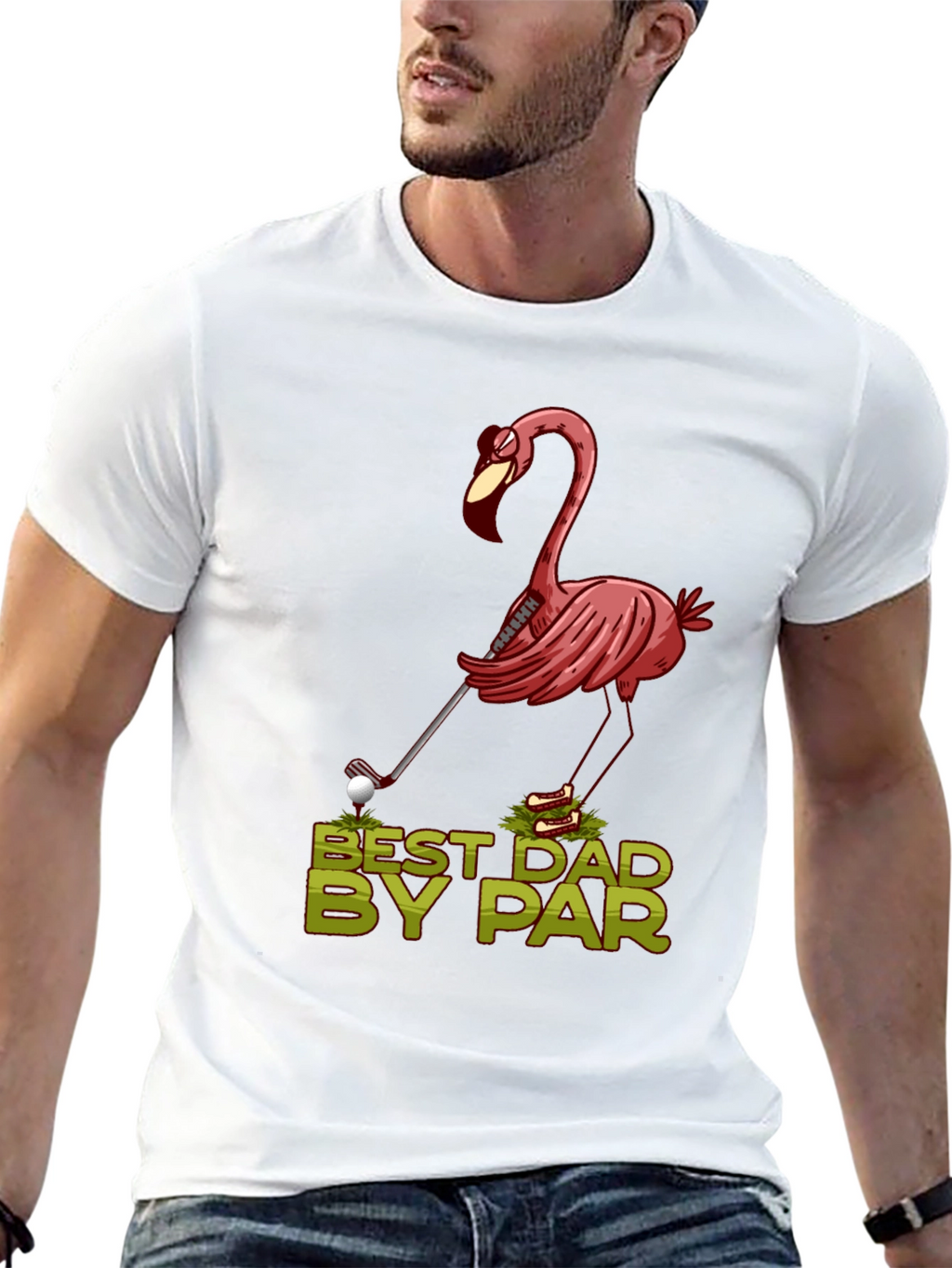 Best Dad By Par Flamingo Golf T-Shirt