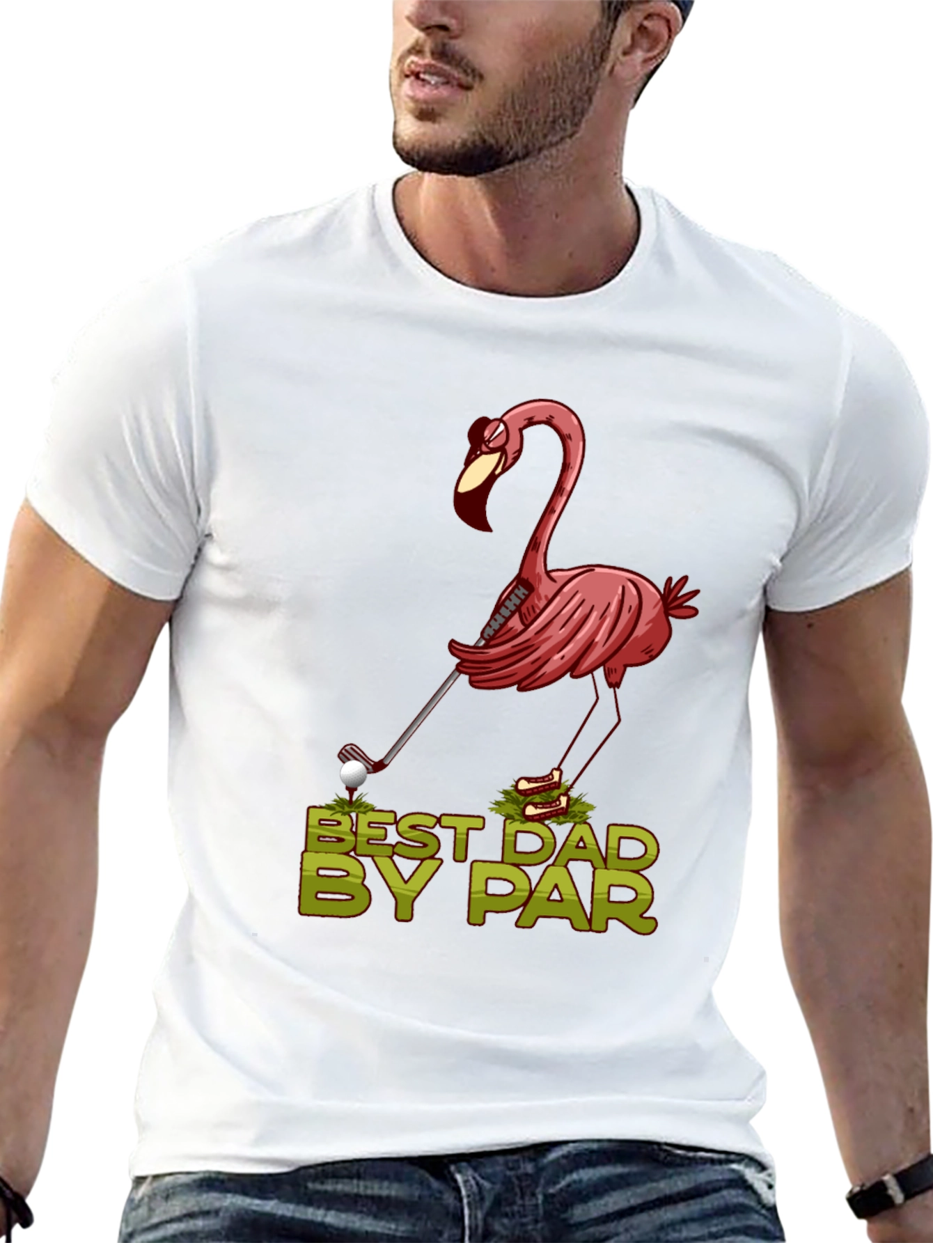 Best Dad By Par Flamingo Golf T-Shirt