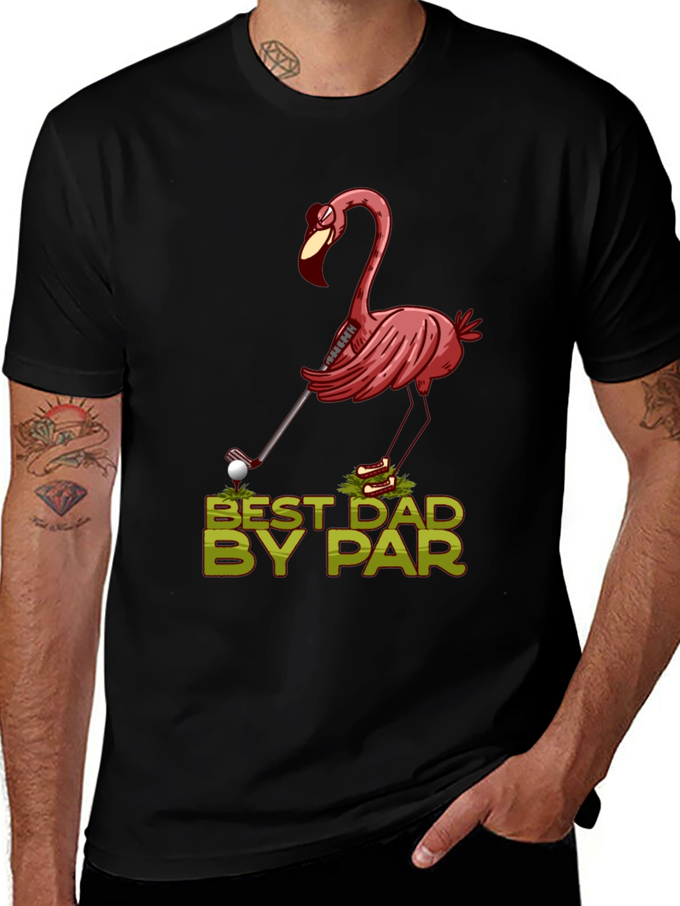 Best Dad By Par Flamingo Golf T-Shirt