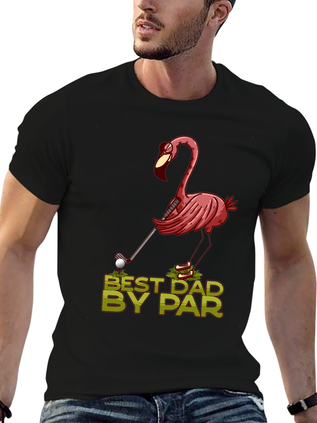Best Dad By Par Flamingo Golf T-Shirt