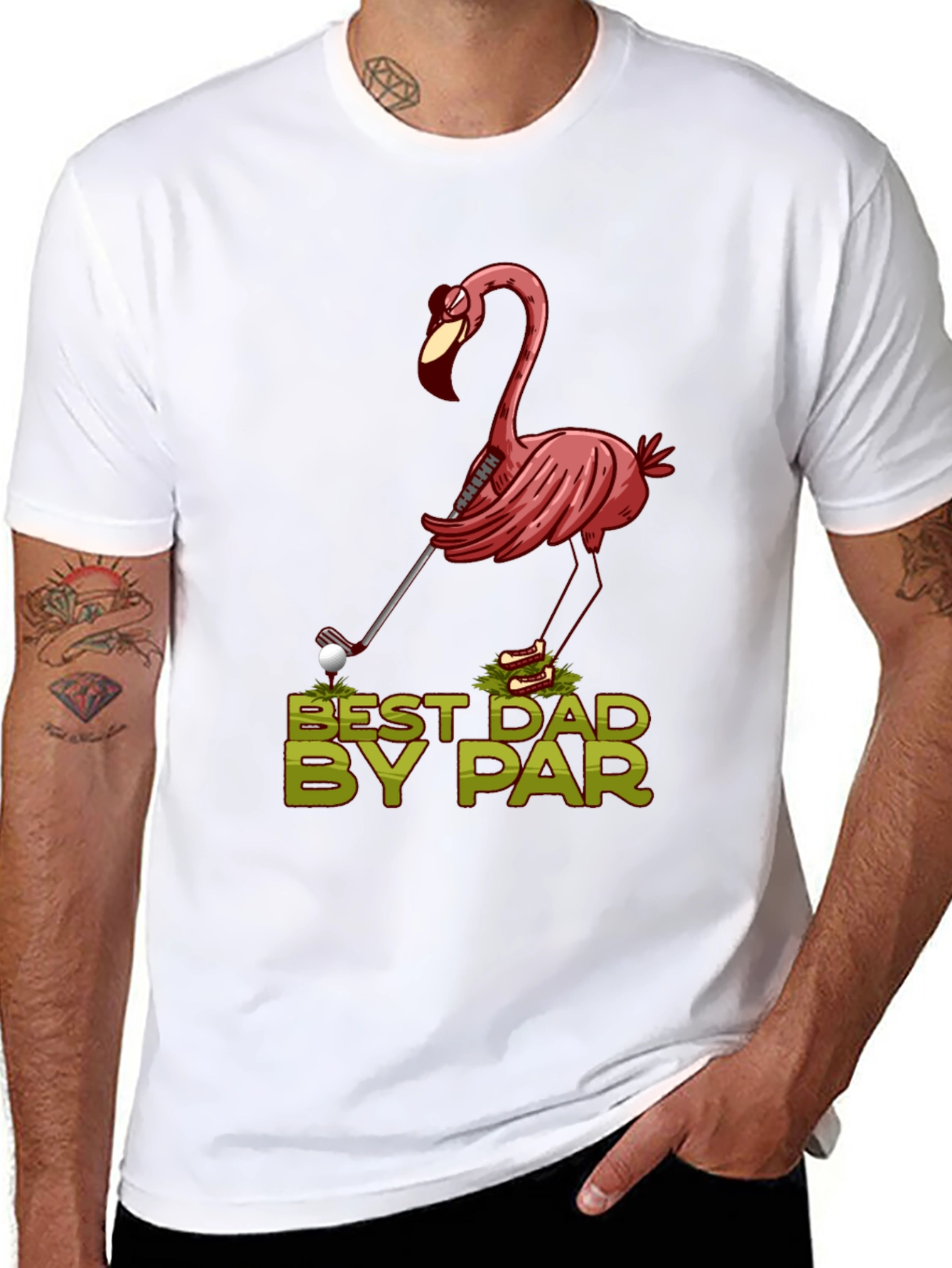 Best Dad By Par Flamingo Golf T-Shirt