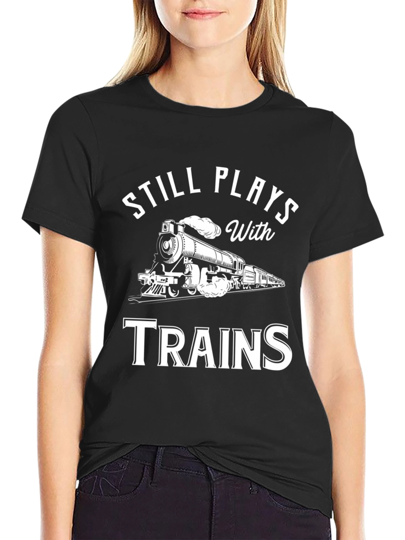 Still Plays With Trains T-Shirt - Black