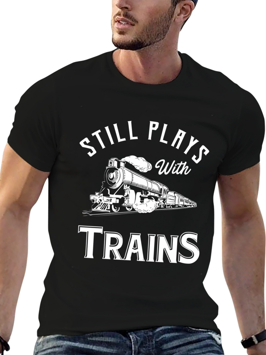 Still Plays With Trains T-Shirt - Black