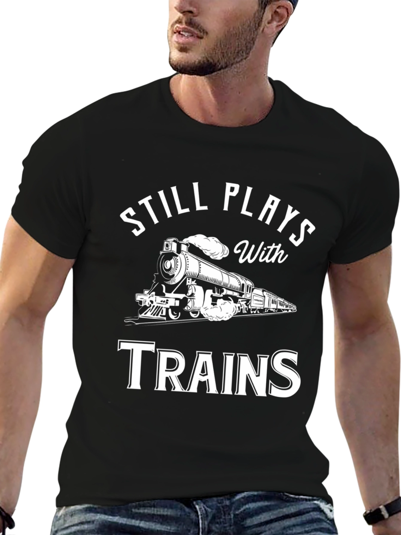 Still Plays With Trains T-Shirt - Black