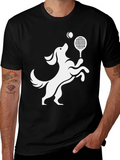 Dog Tennis Player Graphic Tee - Black
