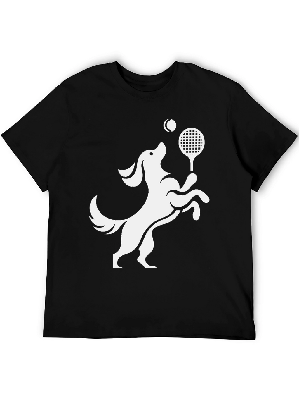 Dog Tennis Player Graphic Tee - Black