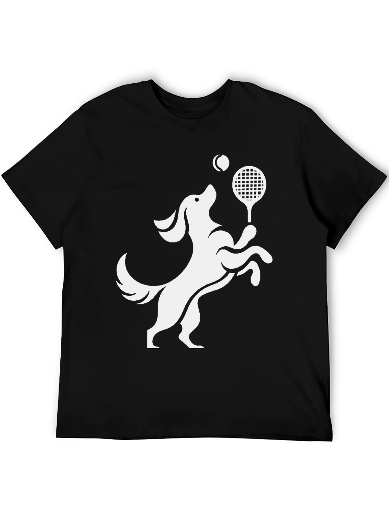 Dog Tennis Player Graphic Tee - Black