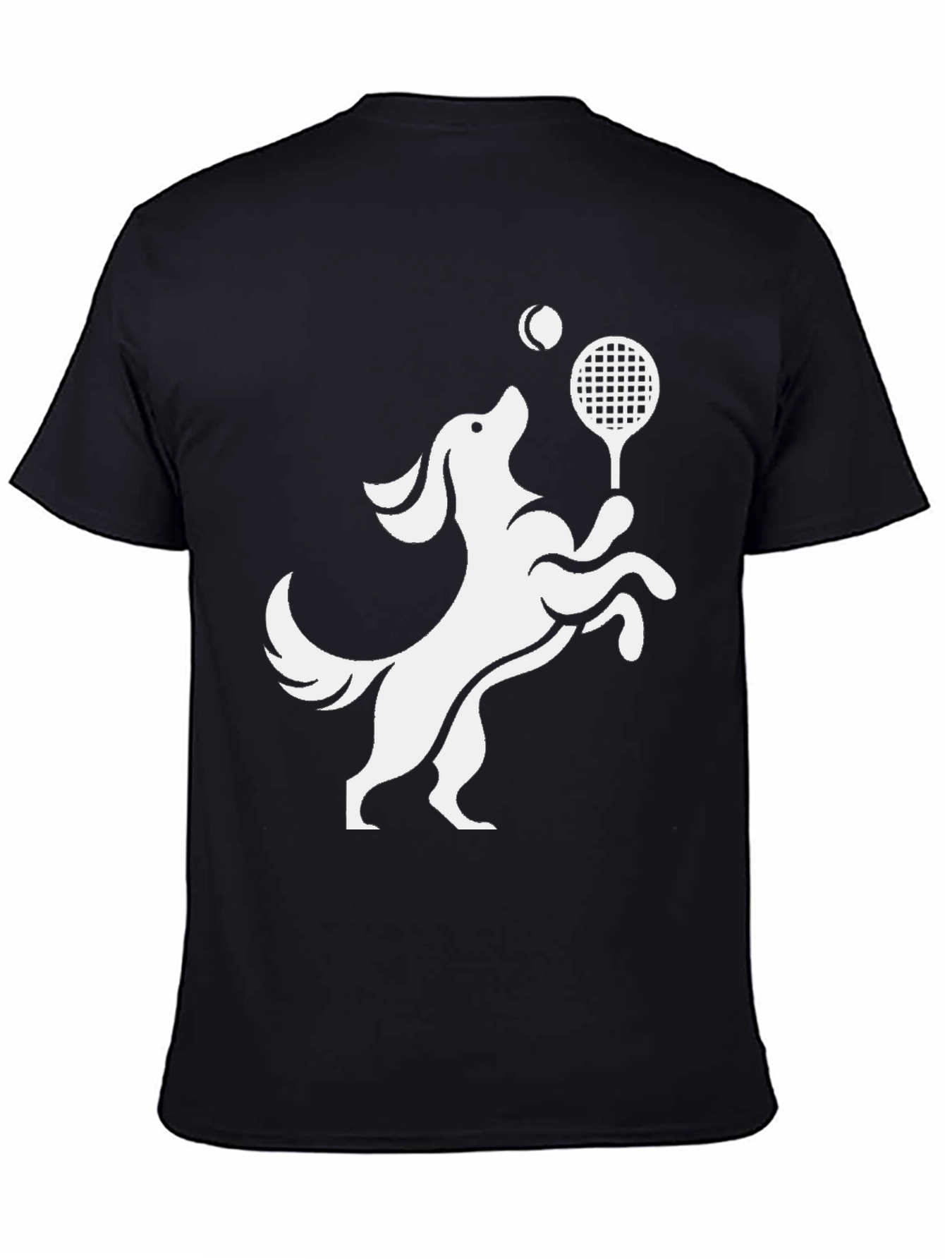 Dog Tennis Player Graphic Tee - Black