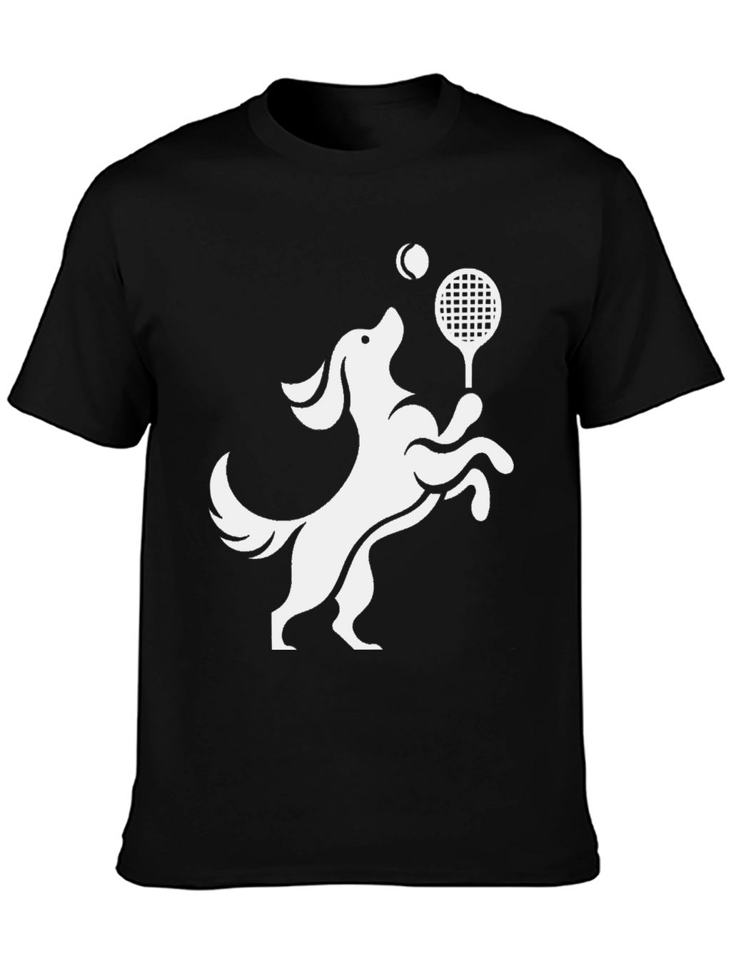 Dog Tennis Player Graphic Tee - Black