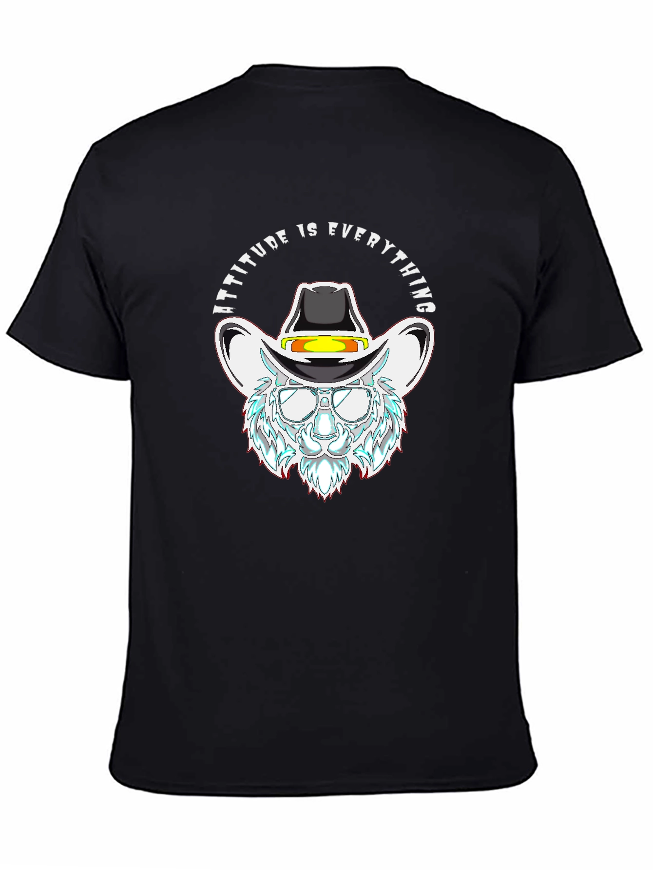 Attitude is Everything Cowboy Cat Black T-Shirt