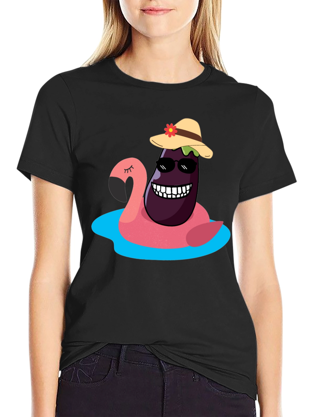 Eggplant Flamingo Pool Party T-Shirt