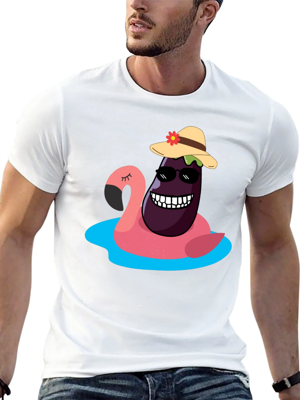 Eggplant Flamingo Pool Party T-Shirt
