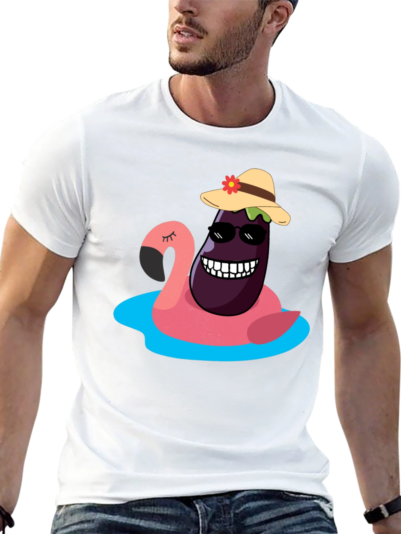 Eggplant Flamingo Pool Party T-Shirt