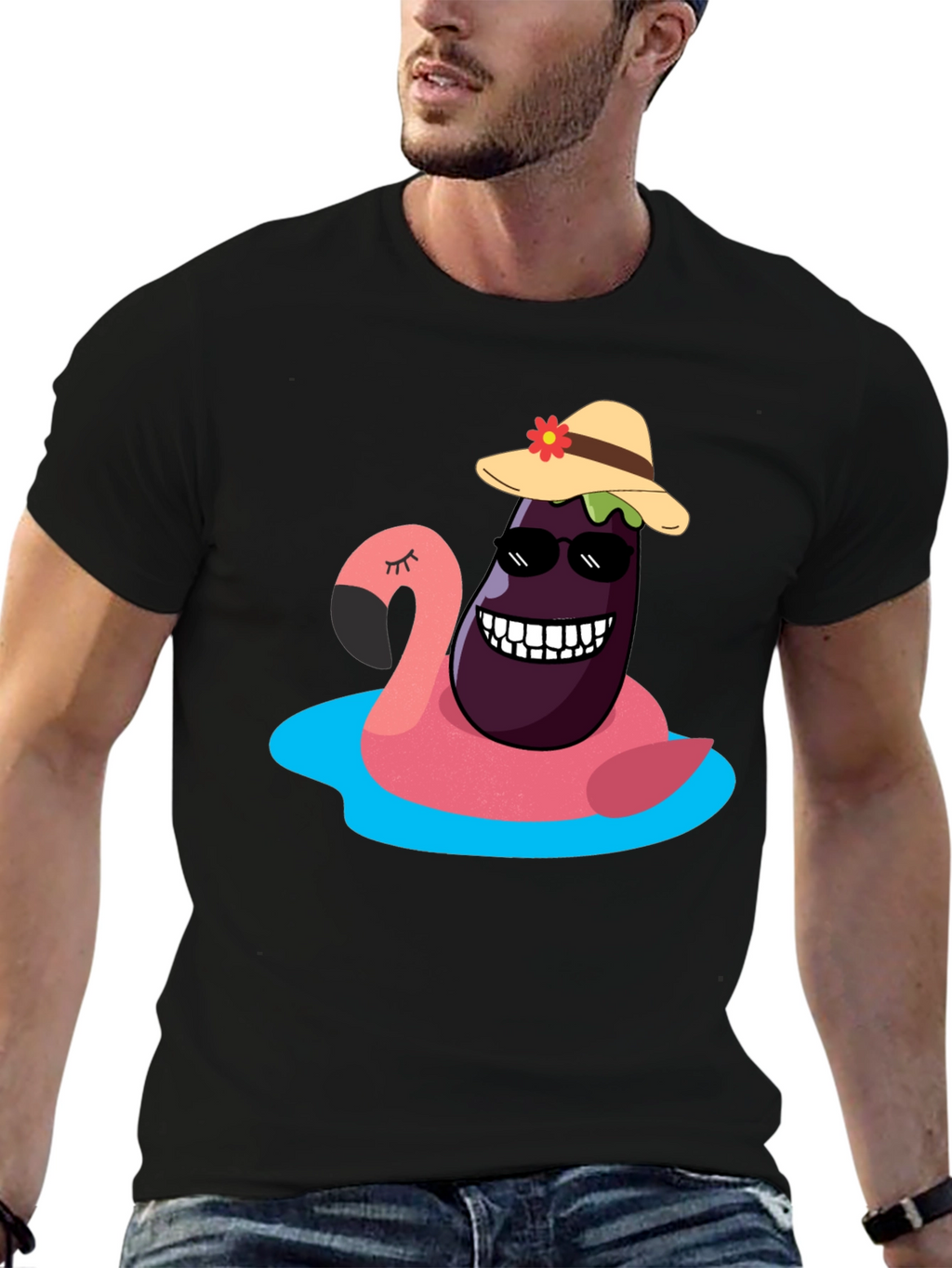 Eggplant Flamingo Pool Party T-Shirt