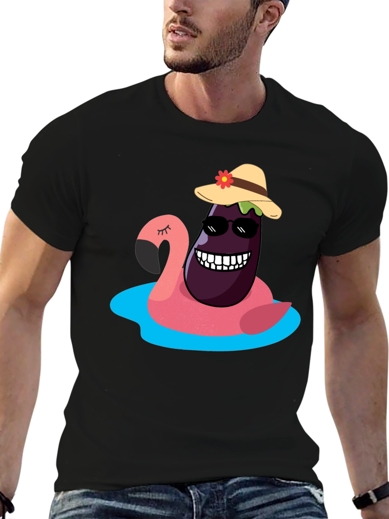 Eggplant Flamingo Pool Party T-Shirt