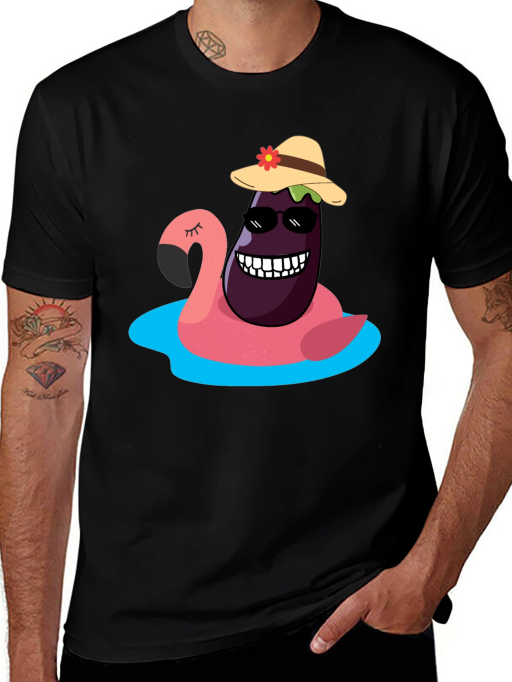 Eggplant Flamingo Pool Party T-Shirt